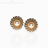 Rope and Faux Pearl - Clip-On Earrings